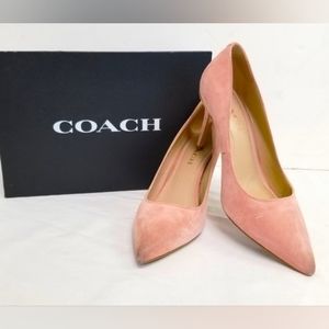 Coach Wiley Watermelon Suede Pumps